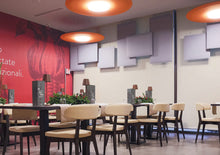 Lade das Bild in den Galerie-Viewer, Runde Schallschutz mit Schallabsorberplatten Orange mit und ohne Beleuchtung