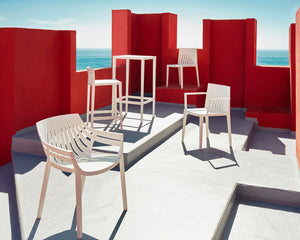 Moderne Outdoor Sessel Wetterfest Stappelbar Weiß Kunststoff Wasserfeste Möbel